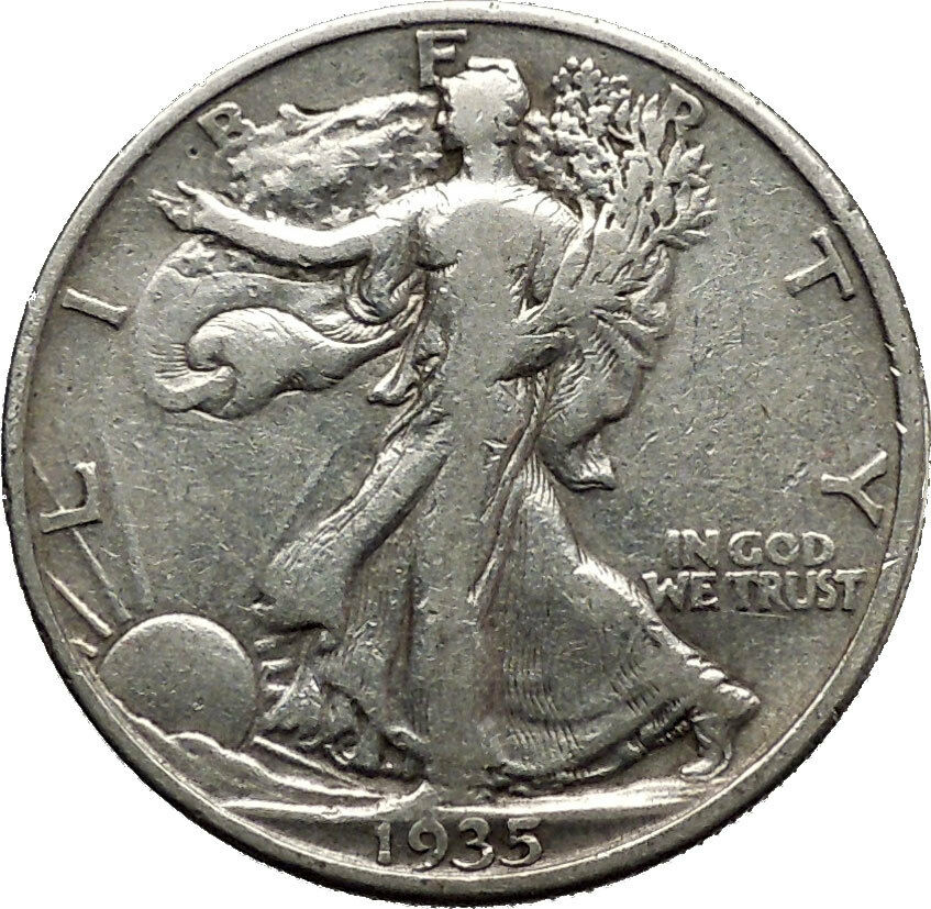 1935 WALKING LIBERTY Half Dollar Bald Eagle United States Silver Coin i45156