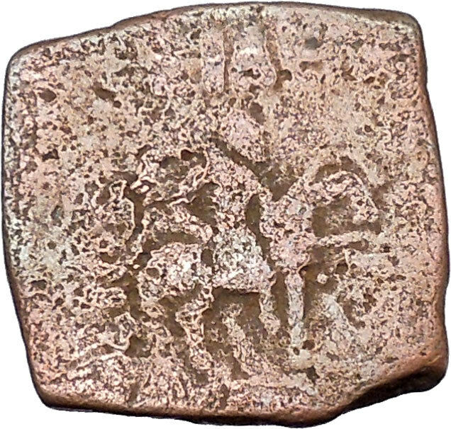 AZILISES 85BC INDO SKYTHIAN King on Horse Bull Ancient Greek Coin India i47049