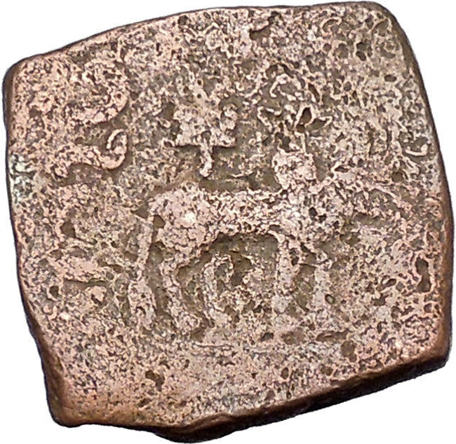 AZILISES 85BC INDO SKYTHIAN King on Horse Bull Ancient Greek Coin India i47049