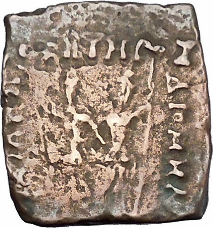 DIOMEDES 115BC Indo Greek Kingdom India DIOSCURI GEMENI BULL Ancient Coin i47080