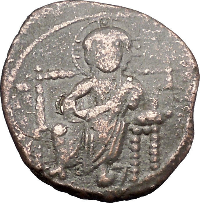 JESUS CHRIST Class D Anonymous Ancient 1042AD Byzantine Follis Coin i47436