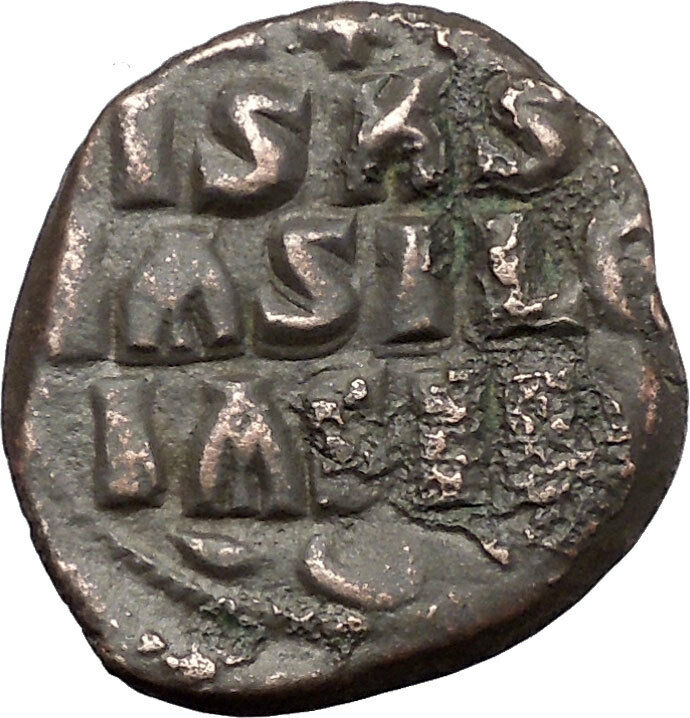 JESUS CHRIST Class D Anonymous Ancient 1042AD Byzantine Follis Coin i47436