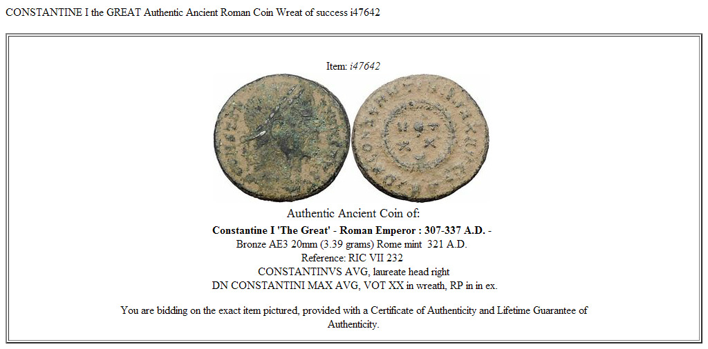 CONSTANTINE I the GREAT Authentic Ancient Roman Coin Wreat of success i47642