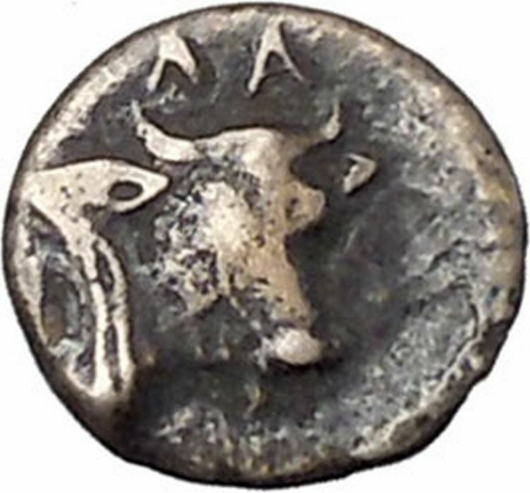 Larissa Phriconis in Aeolis 400BC Original Ancient Greek Coin Female Bull i47667