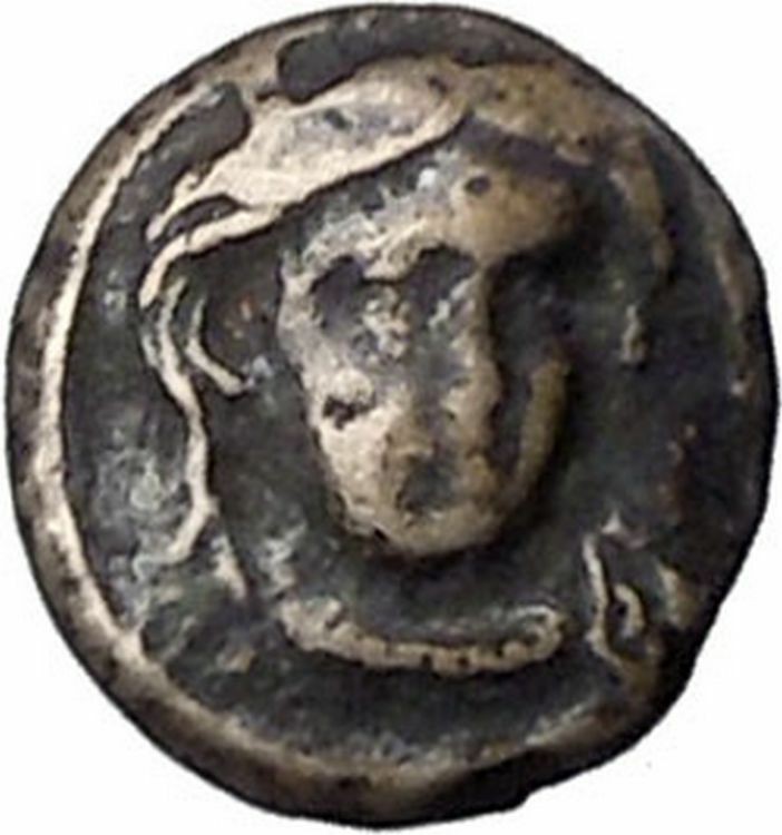 Larissa Phriconis in Aeolis 400BC Original Ancient Greek Coin Female Bull i47667