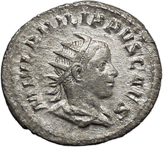 PHILIP II Roman Caesar with globe 245AD Silver Rare Ancient Roman Coin i48767