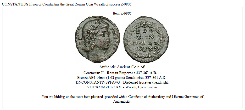CONSTANTIUS II son of Constantine the Great Roman Coin Wreath of success i50805