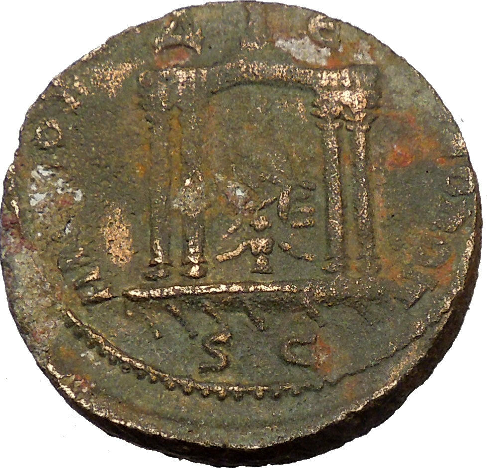 TREBONIANUS GALLUS 251AD Temple Architectural RiverGod Roman Coin i35224