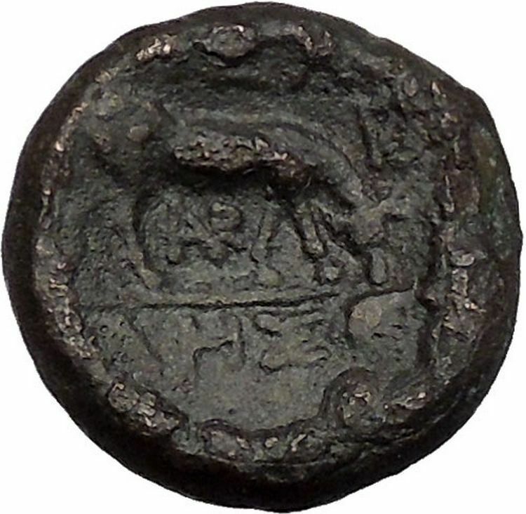 PELLA in MACEDONIA 187BC Facing Demeter Head Bull Ancient Greek Coin i50859