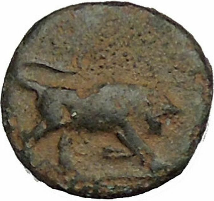 KAUNOS in CARIA 300BC Bull & Sphinx on Authentic Ancient Greek Coin i52353