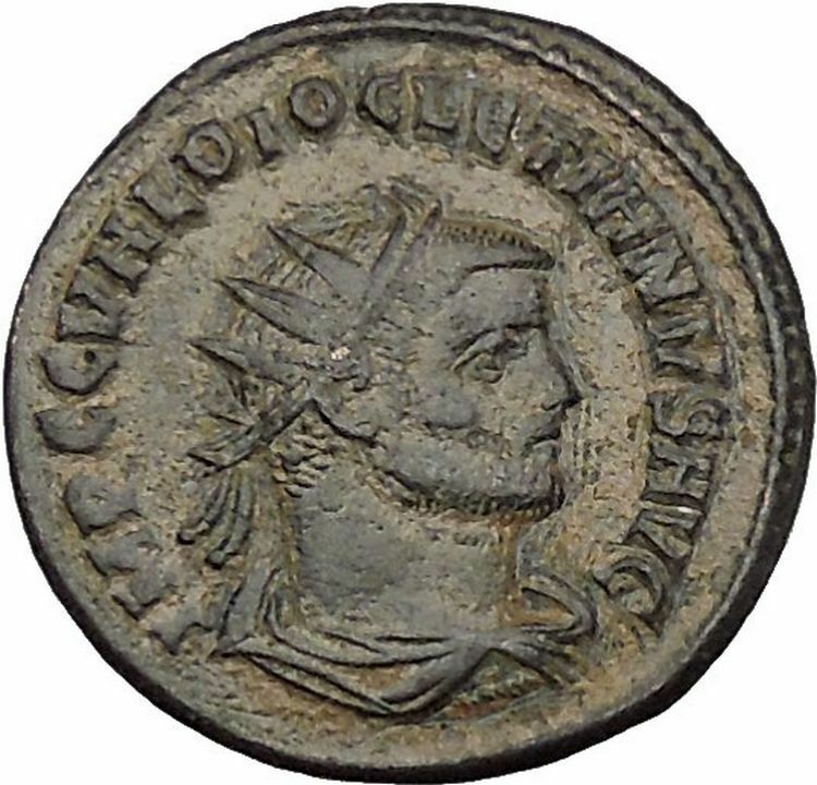 DIOCLETIAN receiving Victory from Jupiter 286AD Rare Ancient Roman Coin i51076