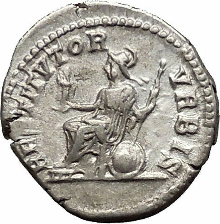 SEPTIMIUS SEVERUS 201AD Silver Ancient Roman Coin ROMA with Victory i51126