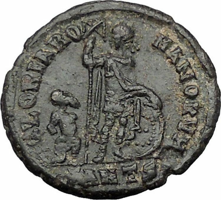 ARCADIUS with Spear and Shield & Hand of God 383AD Ancient Roman Coin i54426