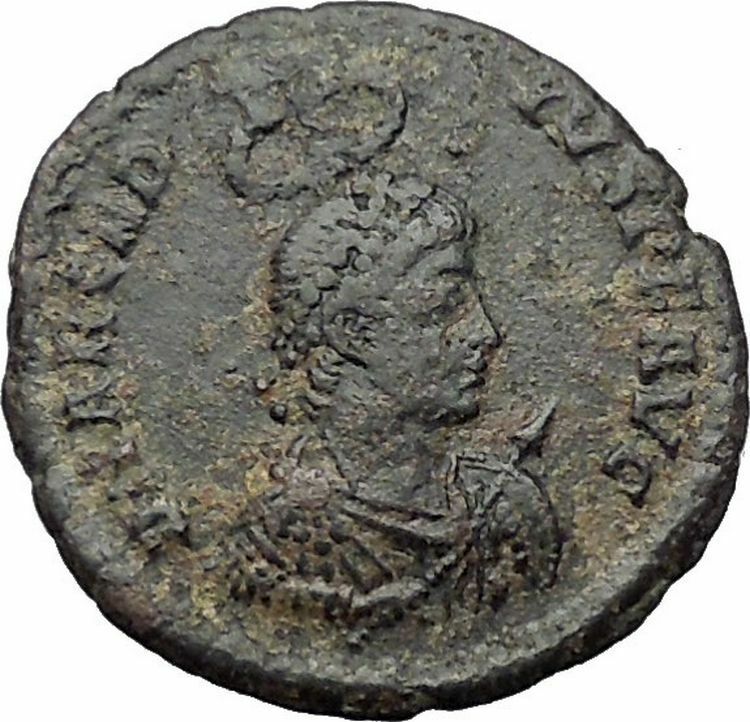 ARCADIUS with Spear and Shield & Hand of God 383AD Ancient Roman Coin i54426