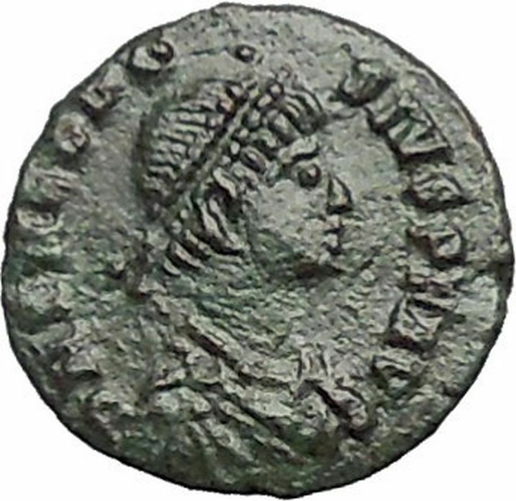 THEODOSIUS I the Great RARE Authentic Ancient Roman Coin Wreath i54867