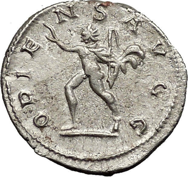 VALERIAN I 253AD Silver Ancient Roman Coin Sol with whip Sun God Cult i55133