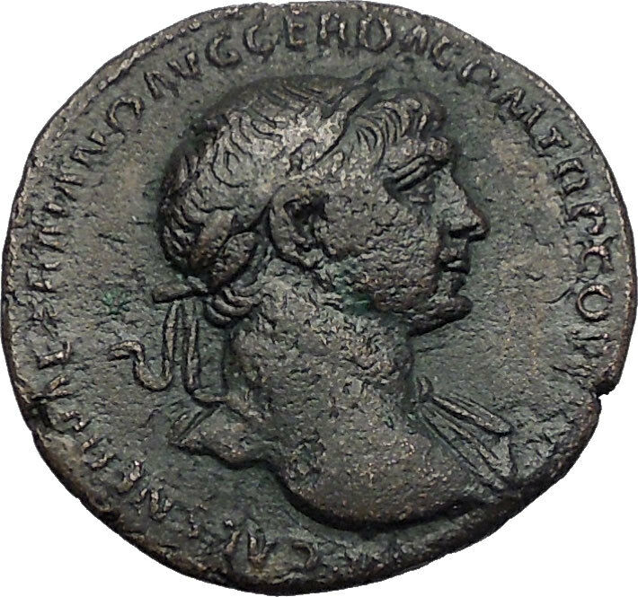 TRAJAN 105AD Rome As PAX Peace Captive Authentic Ancient Roman Coin i56207