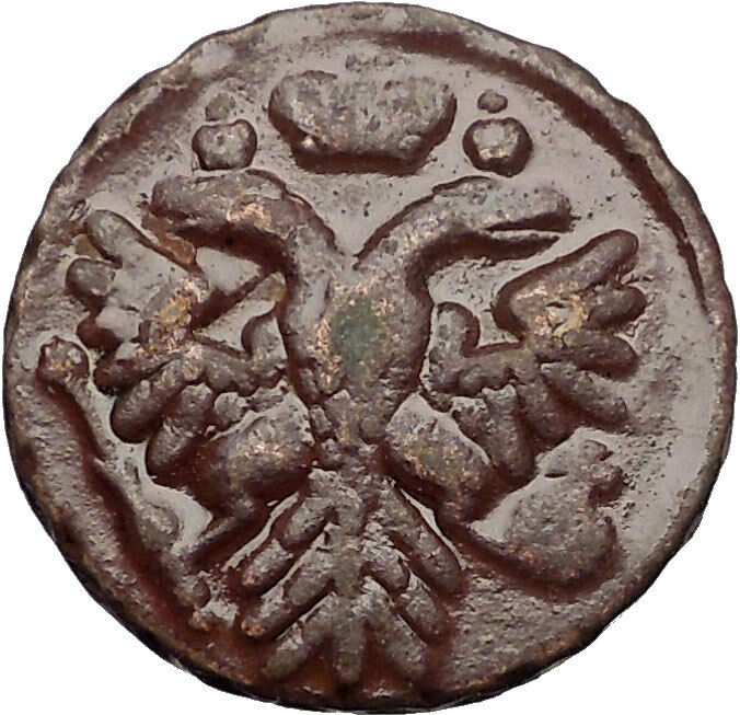 1739 ANNA IVANOVNA Russian Empress Antique Denga 1/2 Kopek Coin Eagle i56434