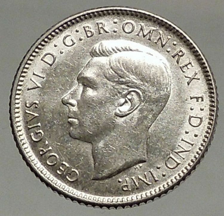 1943 AUSTRALIA - Sixpence SILVER Coin - UK King George VI Coat-of-Arms i57080