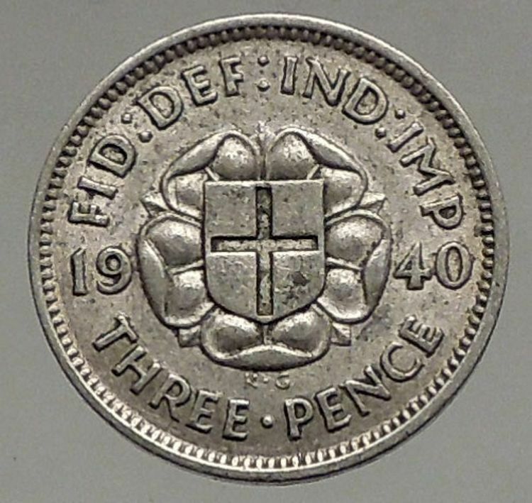 1940 UK Great Britain United Kingdom GEORGE VI Threepence Silver Coin i56878