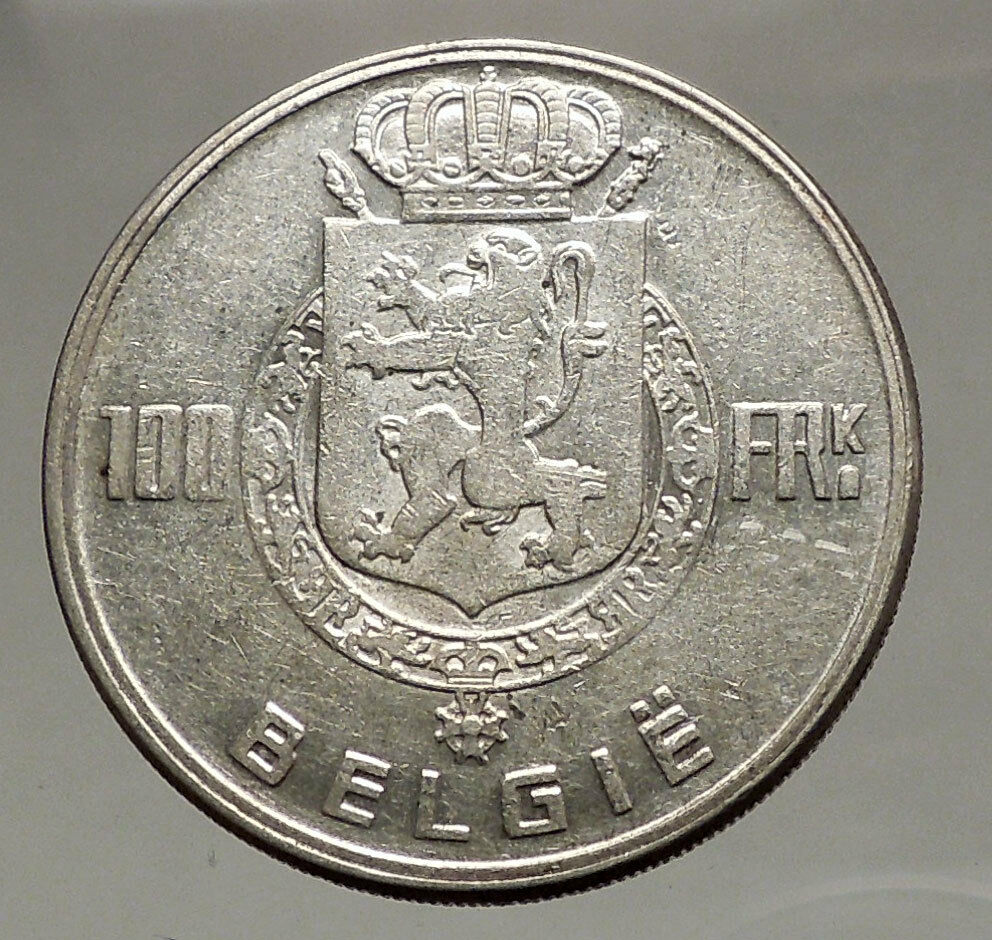 1951 BELGIUM Kings Leopold I II III & Albert I - SILVER 100 Francs Coin i57138