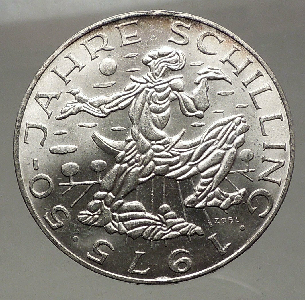 1975 AUSTRIA - Large SILVER 100 Schilling Coin Sower Field Imperial Eagle i57144