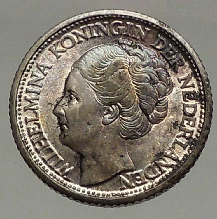 1944 CURACAO Netherlands Kingdom Queen WILHELMINA 1/4 Gulden Silver Coin i57184