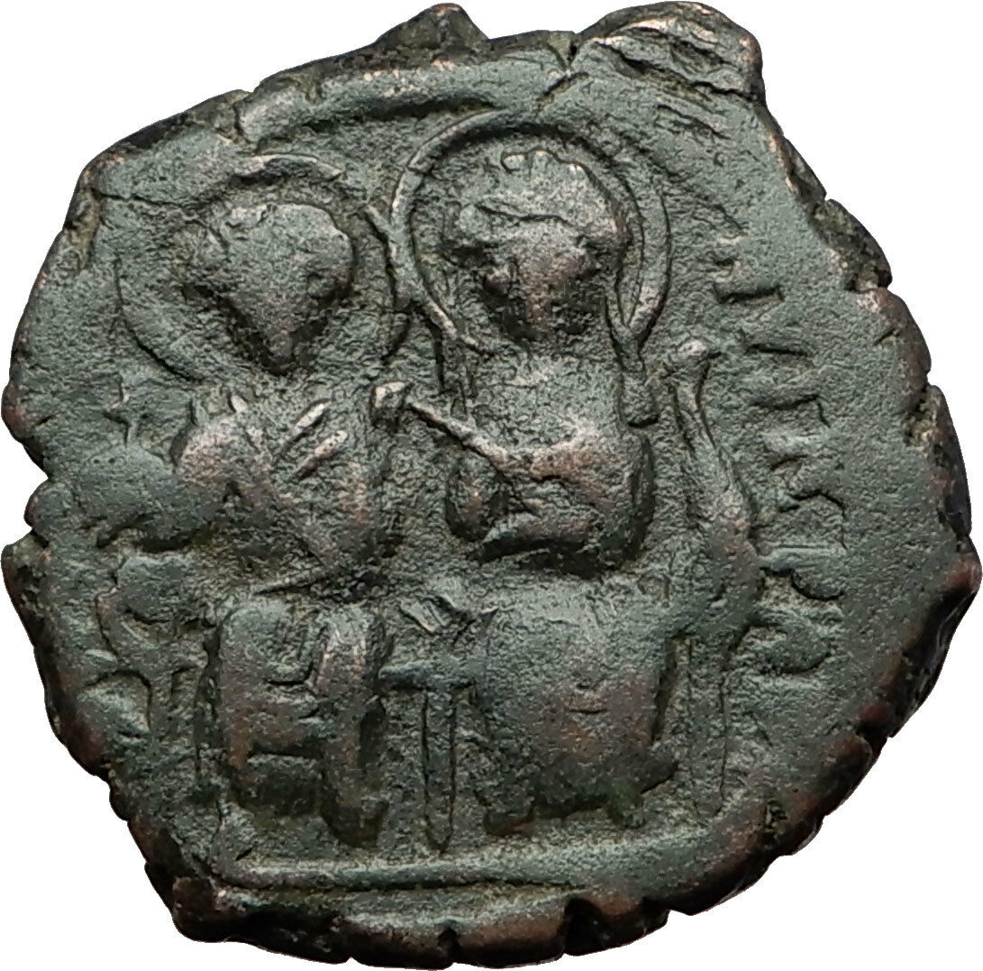 JUSTIN II & Queen Sophia 565AD Constantinople Medieval Byzantine Coin i59343