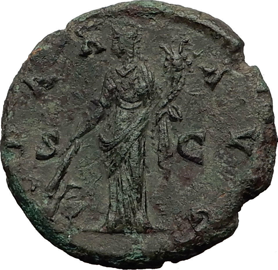 ANTONINUS PIUS Genuine 145AD Rome PAX PEACE Authentic Ancient Roman Coin i60707