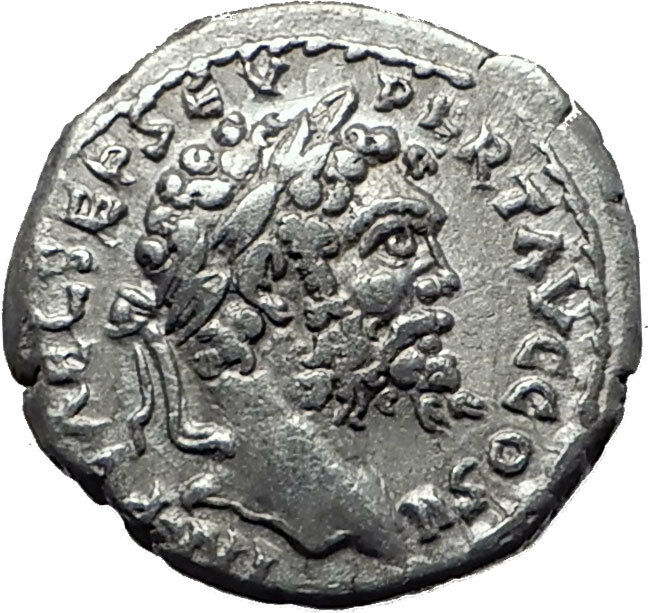 SEPTIMIUS SEVERUS 194AD Silver Authentic Ancient Roman Coin Trophy Emesa i61483