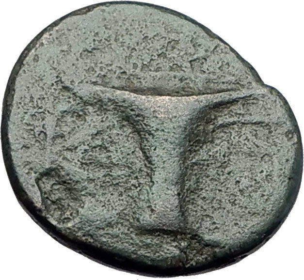 KYME in AEOLIS Original 350BC Authentic Ancient Greek Coin EAGLE & VASE i61831