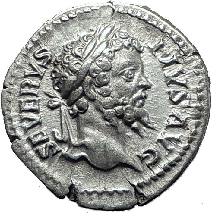 SEPTIMIUS SEVERUS 203AD Silver Authentic Ancient Roman Coin Fortuna i61512