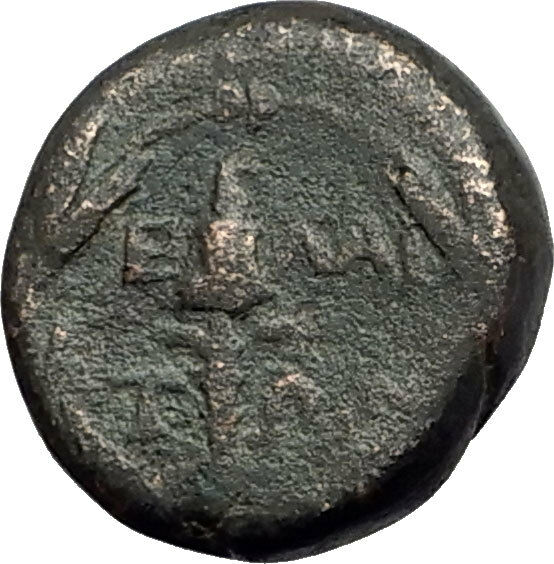 ELAIA in AEOLIS 2-1CentBC Authentic Ancient Greek Coin DEMETER & TORCH i62093