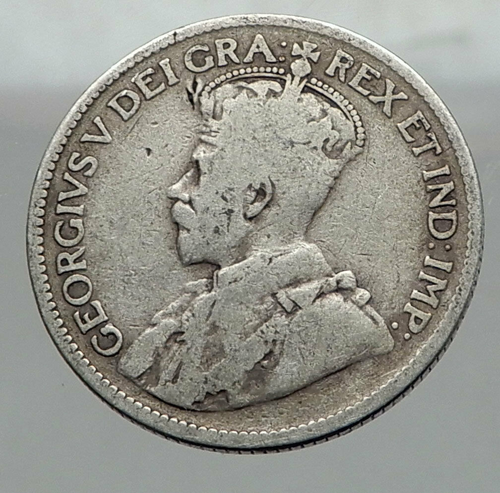 1917 CANADA - UK King George V - Authentic Original SILVER 25 CENTS Coin i62961