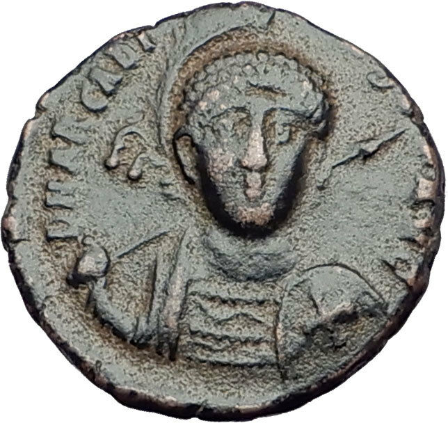 ARCADIUS with CROSS Original 401AD Antioch Authentic Ancient Roman Coin i64919