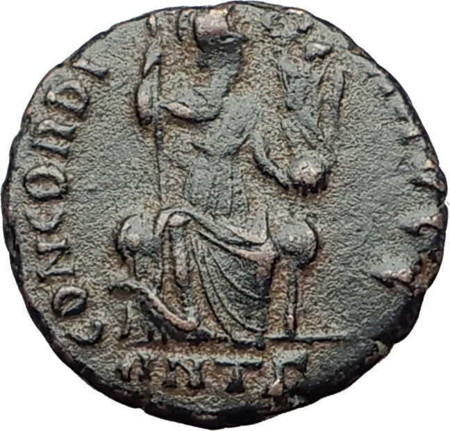 ARCADIUS with CROSS Original 401AD Antioch Authentic Ancient Roman Coin i64919