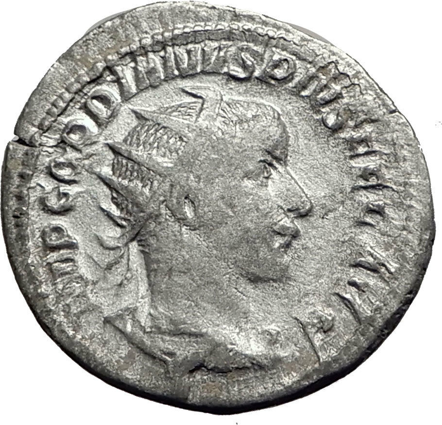 GORDIAN III 244AD Silver Authentic Genuine Ancient Roman Coin Security i64978