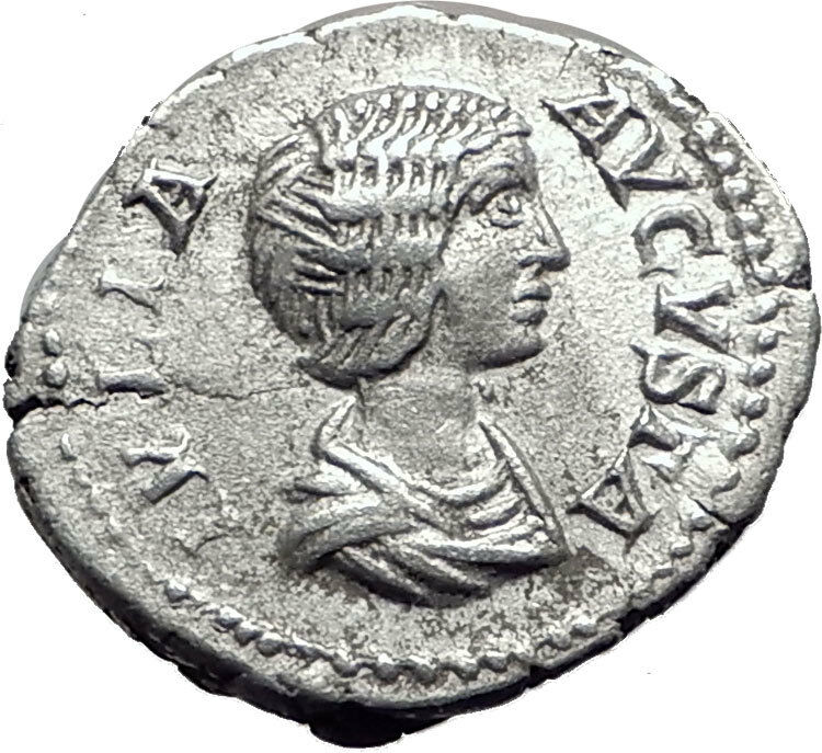 JULIA DOMNA 209AD Rome Silver Authentic Ancient Roman Coin JUNO Regina i65085