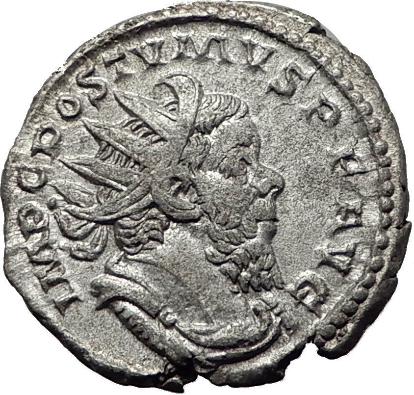 POSTUMUS 260AD Silver Authentic Ancient Roman Coin Hercules Heracles i65352