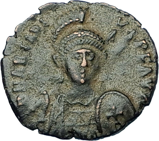 ARCADIUS with CROSS Original 401AD Antioch Authentic Ancient Roman Coin i65831