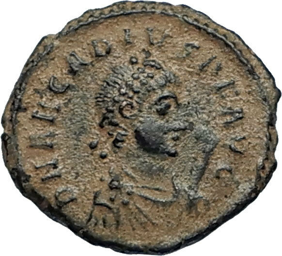 ARCADIUS Authentic 383AD Ancient Roman Coin w VICTORY ANGEL & CROSS i67027