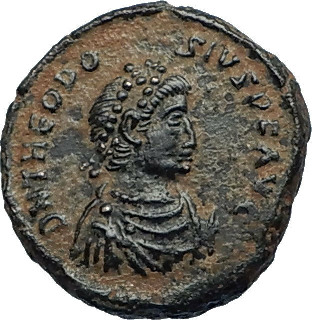 THEODOSIUS I the Great HORSE Authentic Ancient Constantinople Roman Coin i67010