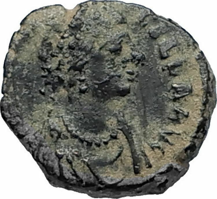 AELIA FLACILLA Theodosius I Wife 383AD Ancient Roman Coin VICTORY CHI-RHO i67117