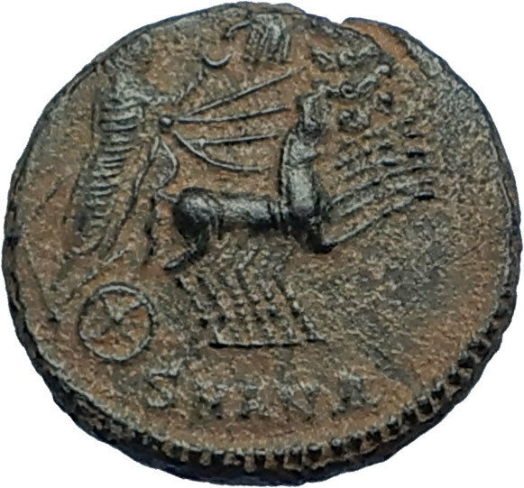 CONSTANTINE I the Great CHARIOT to GOD HAND in HEAVEN Ancient Roman Coin i68036