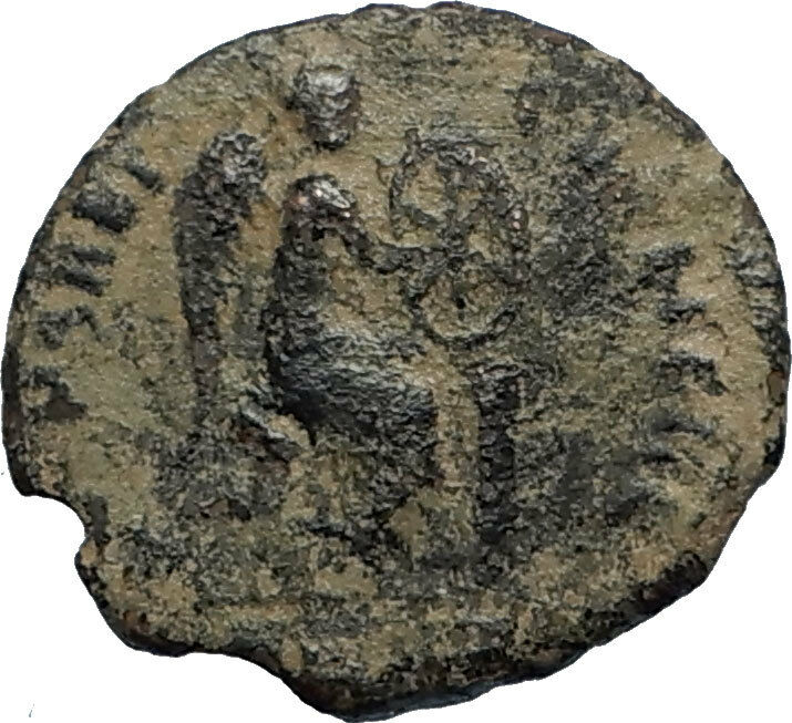 EUDOXIA Arcadius Wife 401AD Authentic Ancient Roman Coin VICTORY CHI-RHO i67533