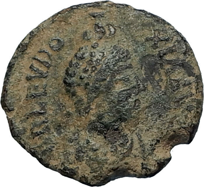 EUDOXIA Arcadius Wife 401AD Authentic Ancient Roman Coin VICTORY CHI-RHO i67533