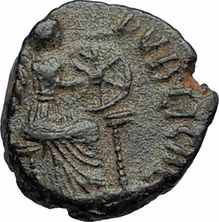 EUDOXIA Arcadius Wife 401AD Authentic Ancient Roman Coin VICTORY CHI-RHO i67529