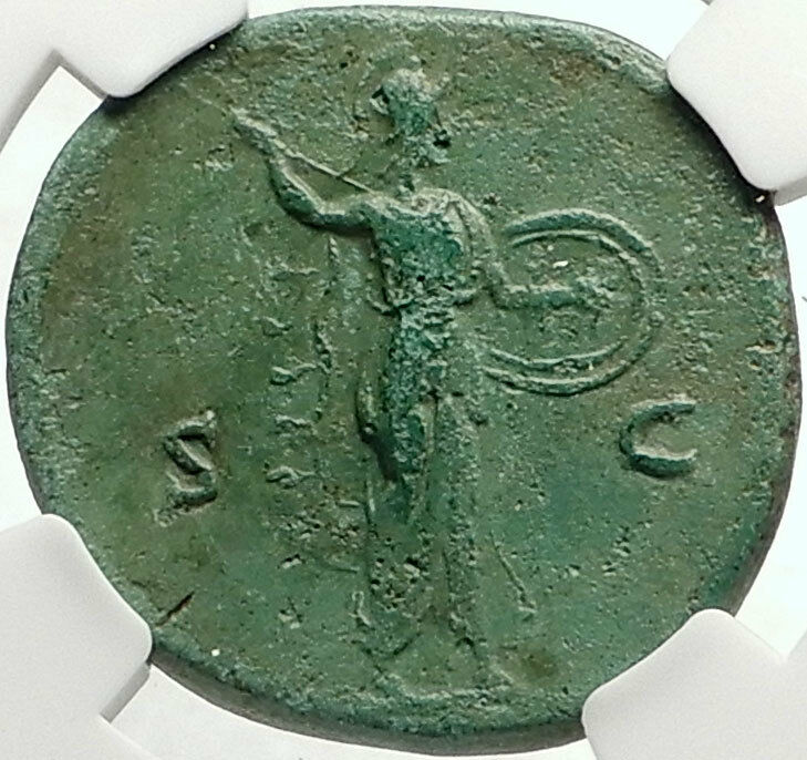 ANTONINUS PIUS 140AD Rome Authentic Ancient Roman Coin MINERVA NGC i68764