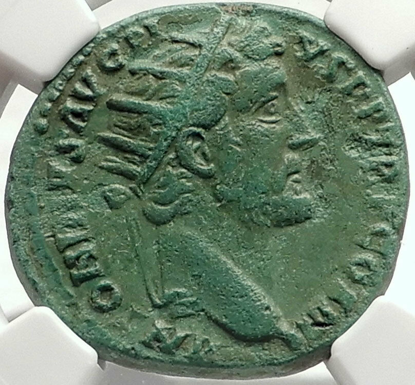 ANTONINUS PIUS 140AD Rome Authentic Ancient Roman Coin MINERVA NGC i68764