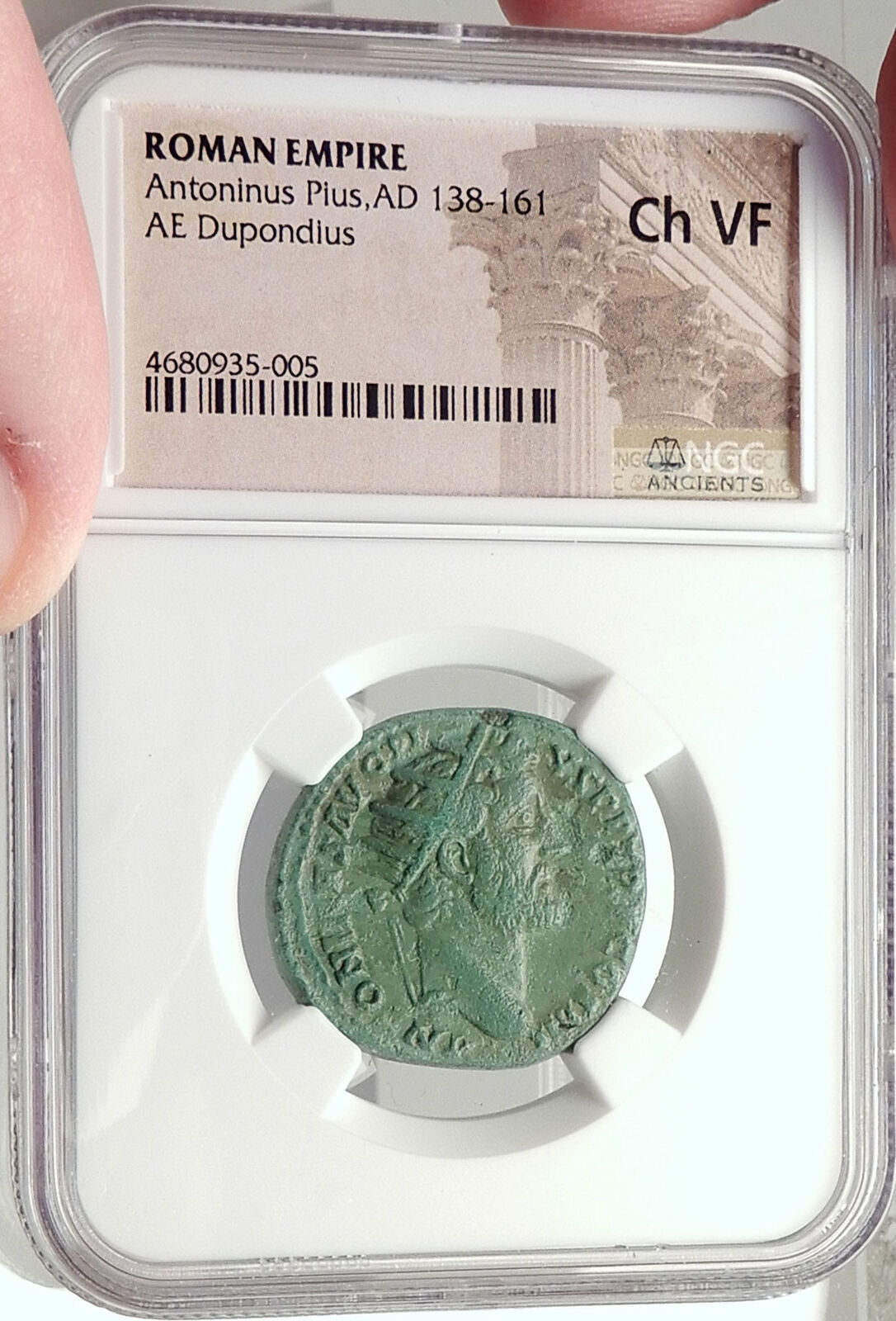 ANTONINUS PIUS 140AD Rome Authentic Ancient Roman Coin MINERVA NGC i68764